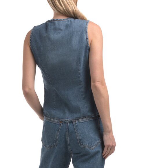 US TOGETHER denim Asymetrical Denim Vest - Picture 2 of 2